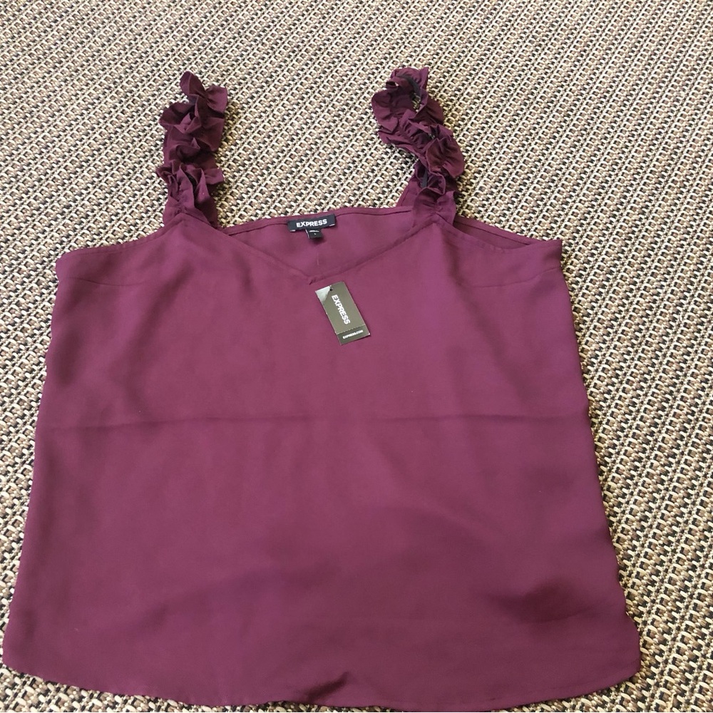 🟣NEW! Express Plum Purple Ruffled Straps Sleeveless Tank Top